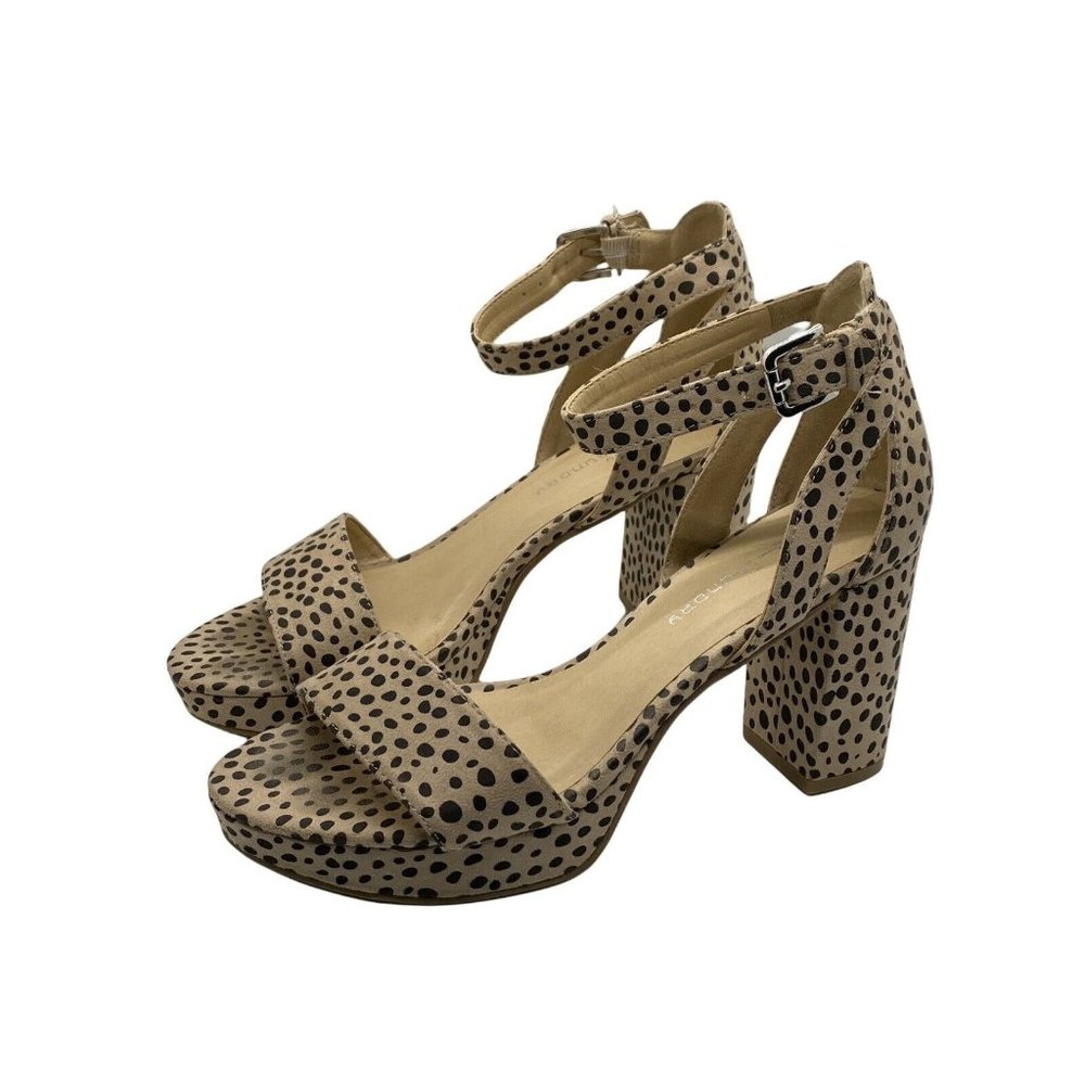 CL By Laundry Womens Go On Brown Cheetah Print Ankle Strap Pump Heel Size 7.5